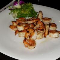 Shrimp · Served with clear soup salad hibachi vegetable two pieces of hibachi shrimp white rice and n...