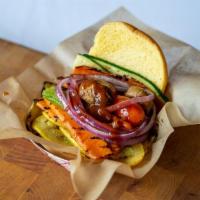 Grilled Vegetable Sandwich · Squash, Zucchini, Red Onion, Tomato, Carrot, Mushroom and Celery.