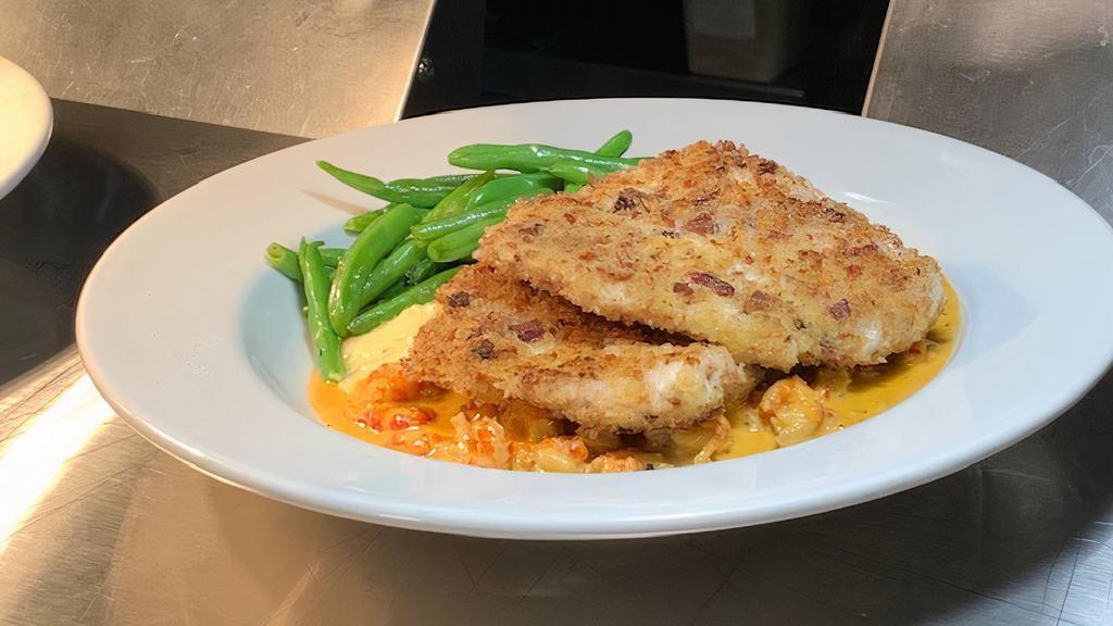 *Andouille Crusted Red Fish · Crawfish cream sauce, mashed potatoes, fresh green beans. *consumer advisory; consuming raw or undercooked meats, poultry, seafood, shellfish, or eggs may increase your risk of foodborne illness, especially if you have certain medical conditions.