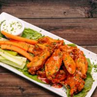 10 Wings · Served with Celery and Carrots. Choice of Ranch or Bleu Cheese Dressing