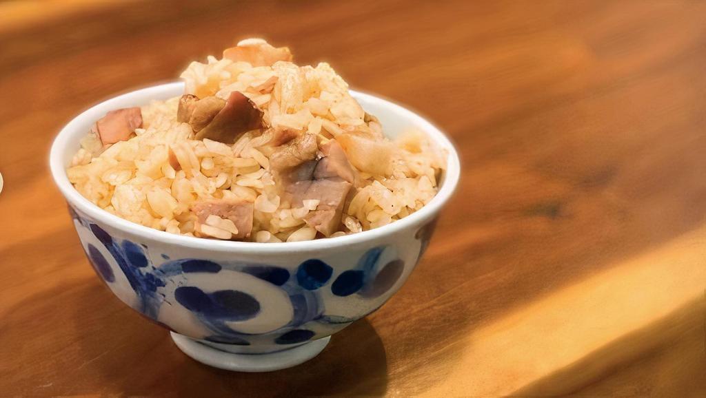 Butameshi (Pork Rice) · Japanese Rice, Ginger, Garlic, Sweet Soy, Diced Chashu.