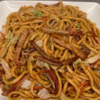 Roast Pork Lo Mein Combo Platter · Served with variety of fried rice or white rice and egg roll of your choice.