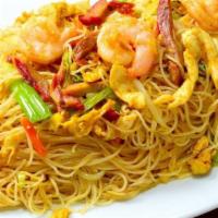 Singapore Mai Fun · Spicy. Thin rice noodle stir-fried with a curry taste, tasty five flavor seasoning, shredded...