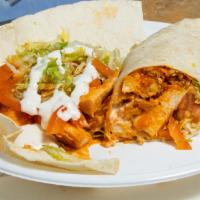Dale'S Buffalo Chicken Wrap · Chicken Cutlet Strips with Buffalo Sauce, Lettuce, Tomato, and Ranch or Blue Cheese