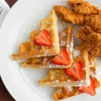 Chicken & Waffles · Substitute 3 Whole Wings or 5 Party Wings for an additional charge.