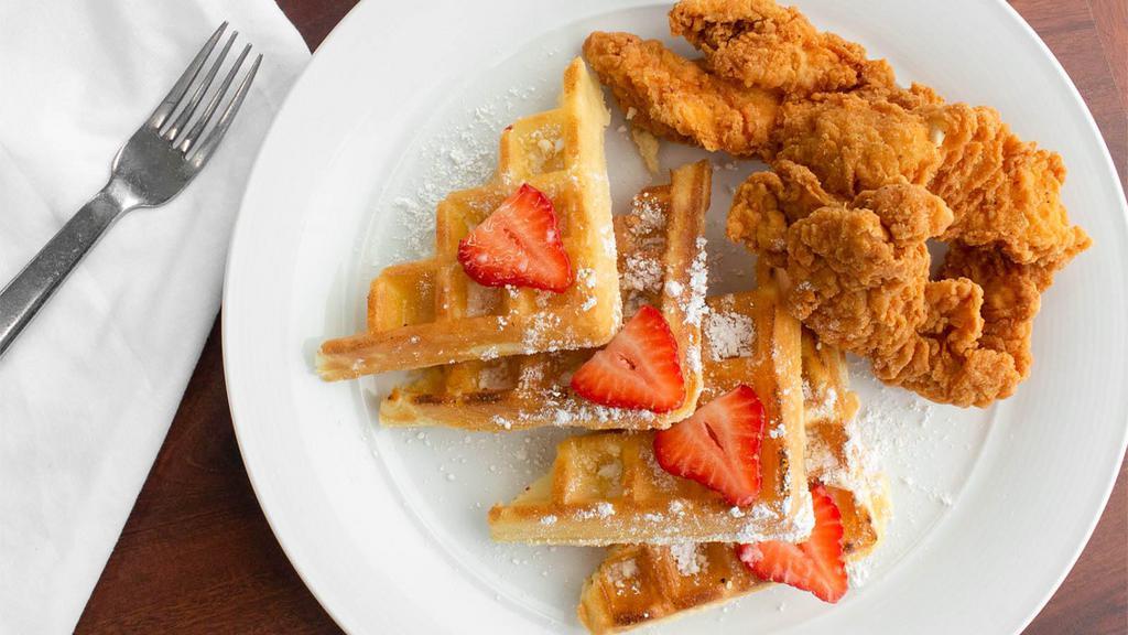 Chicken & Waffles · Substitute 3 Whole Wings or 5 Party Wings for an additional charge.