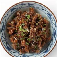 Beef Teriyaki Bowl · House made sweet mirin glaze on our crispy fried beef, served with your choice of steamed ri...