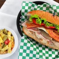 Club Sub · Roast beef, turkey and ham with choice of Swiss, Cheddar or Provolone and mayo. Lettuce and ...
