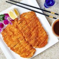 Chicken Katsu (Cutlet) · Deep fried and served with special sweet and sour sauce. Served with a choice of miso soup o...