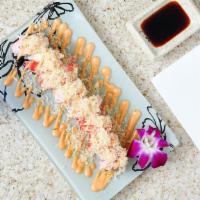 Christmas Roll · Spicy crunchy shrimp inside crab meat and crunchy on top.