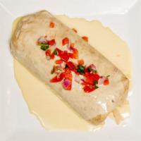 Burrito San Jose · One big burrito stuffed with our homemade chorizo, grilled chicken, beans and rice. Topped w...