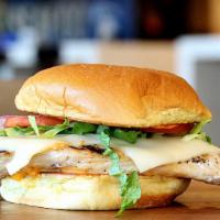 Grilled · Chicken Breast with American Cheese, Garlic Mayo, Lettuce, Tomatoes and Red Onions