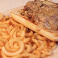 Philly Cheese Steak · Beef mixed with onions, mushrooms, and provolone cheese.