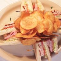 Club Sandwich · Traditional club with mayo, ham, turkey, bacon, lettuce and tomato. Served with your choice ...
