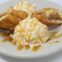 Fried Cheesecake · Fried Cheesecake with caramel & Vanilla Ice cream.