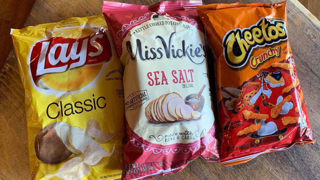 Assorted Chips · Jalapeño, Sea Salt, BBQ, Sea Salt & Vinegar
