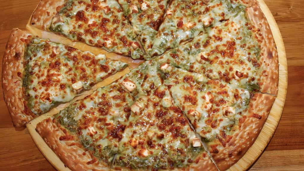 The Curry Pie: Saag Paneer Pizza · Fusion Pizza. Fresh creamed spinach with chunks of paneer.