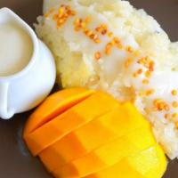 Mango Sweet Sticky Rice · With mango and coconut cream