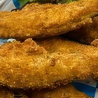 Abc Fried Pickles · Pickle Spears Fried With A Panko Breading, Served With A Housemade Jalapeno Ranch Dipping Sa...