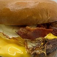 Abc The Cure Burger · Fried Egg, Crispy Bacon Bits, Cheddar Cheese, Chipotle Aioli
