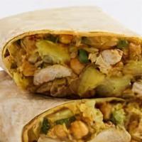 Roti W/ Chicken · Chicken slowly simmered in flavors of curry, mixed spices, tomatoes, onions, garlic and herb...