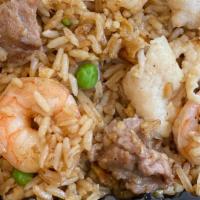 Combnation Fried Rice · Included: BBQ pork,  Beef, Chicken & Shrimps