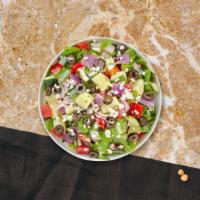 Go For Greek Salad · Spring salad mix, tomatoes, cucumbers, onions, feta cheese, and olives tossed with salad dre...