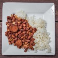 Red Beans & Rice · A Cajun original and favorite! seasoned red beans with sausage served with white rice!