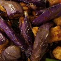 Eggplant Garlic Sauce · Prepared with eggplant and scallion in garlic sauce.