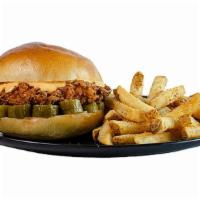 Crispy Chicken Sandwich · tender fried chicken breast marinated in buttermilk & spices, with pickles and a tangy sumac...