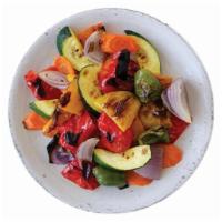 Grilled Vegetables · Lightly seasoned bell peppers, red onion, carrot, and zucchini. (vegan, gluten-free, soy-free)