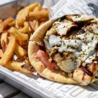 Chicken Gyro · Grilled Chicken breast, with lettuce, tomato, tzatziki, red onion, cucumber, and oregano on ...