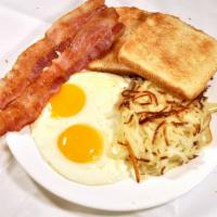 Create Your Own Breakfast Platter · 2 Eggs your way, your choice of 2 Pork Sausage Patties, 2 Pork Bacon Strips, 2 Turkey Sausag...