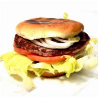 Hamburger · 1/4 lb grilled beef patty, homestyle dressing, homestyle BBQ sauce with tomato, fresh lettuc...