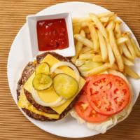 Double Cheeseburger Combo · 1/4 grilled two beef patties, cheese, homestyle dressing, fresh lettuce, tomato, pickles and...