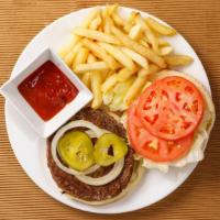 Hamburger Combo · 1/4 grilled beef patty, homestyle dressing, fresh lettuce, tomato, pickles and onion.  Combo...
