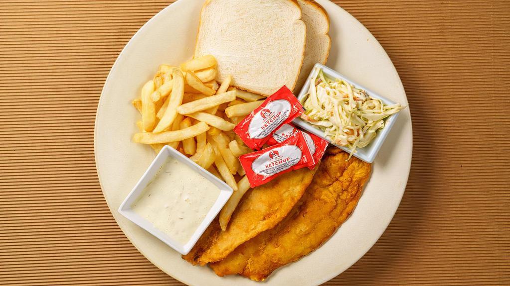 Fish & Chips Platter · 2 pieces fish, fries, coleslaw & bread.
