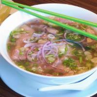 Vietnamese Noodle Soup (Pho) · Rice noodles, onion, cilantro and scallions served with choice of protein.