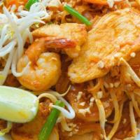 Pad Thai · Rice noodle in classic Pad Thai sauce with egg, green onion, bean sprouts and peanuts. Glute...
