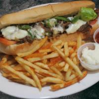 Steak & Cheese - Platter · Tender steak, grilled with onions and green peppers, served with lettuce, tomato, and mayo.