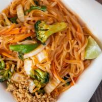 Pad Thai · Rice noodles carrots bean sprouts green onions.
