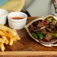 Lamb & Beef Gyro · Gyro meat grilled and basted in your choice of peri peri sauce served in pita with lettuce, ...