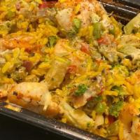 Shrimp · Premium jumbo shrimp, crabmeat, fresh cut broccoli, red peppers, green peppers, served over ...