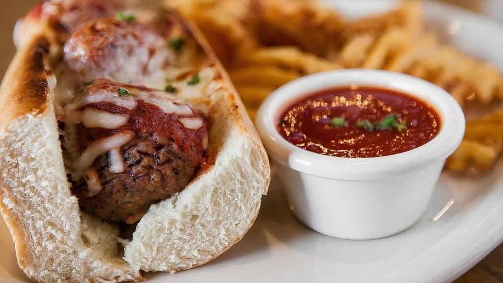 Meatball Hoagie · Sam & Louie's famous hearty meatballs covered with our signature pizza sauce along with melted mozzarella, on a lightly toasted Italian bread.