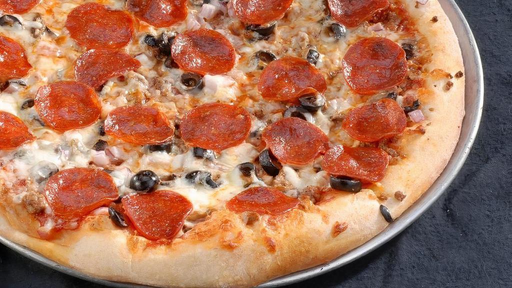 Combo Slice · Beef, Italian sausage, pepperoni, black olive, red onion, mushrooms and mozzarella...the classic combination everyone is sure to love.