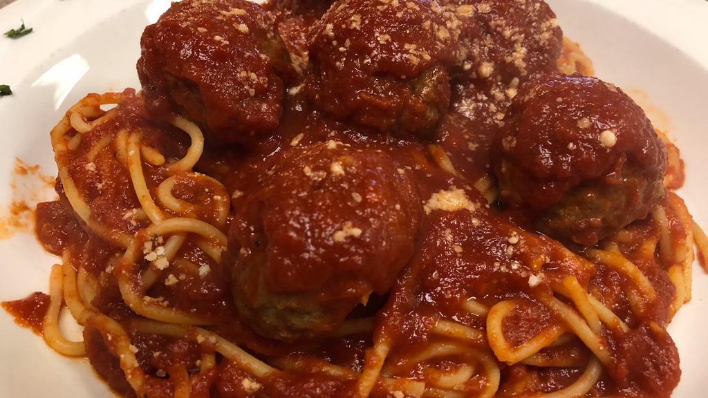 Spaghetti With Meatballs · With our san marzano tomato sauce.