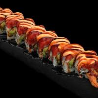 New! Senorita Roll (Spicy) · In: shrimp tempura, avocado, cucumber
Out: spicy tuna 
Sauce: eel sauce, spicy mayo