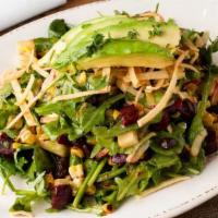 Spinach & Arugula Salad. · BEETS | CORN | JICAMA | BLACK BEANS | RADISH AVOCADO | TORTILLA STRIPS | HONEY-LIME VINAIGRE...