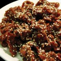 Sesame Beef(L) · Sliced beef, deep fried and seasoned with a mixture of sesame seeds and black pepper in our ...