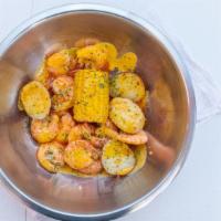 Bayou Bag · 1/2 Lb boiled shrimp, one corn and two potatoes.